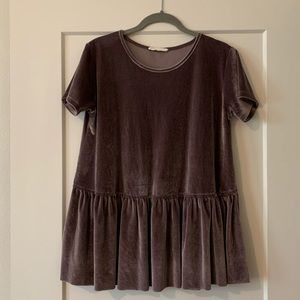 Anthropologie: Entro Velvet Plum Peplum Top Size S